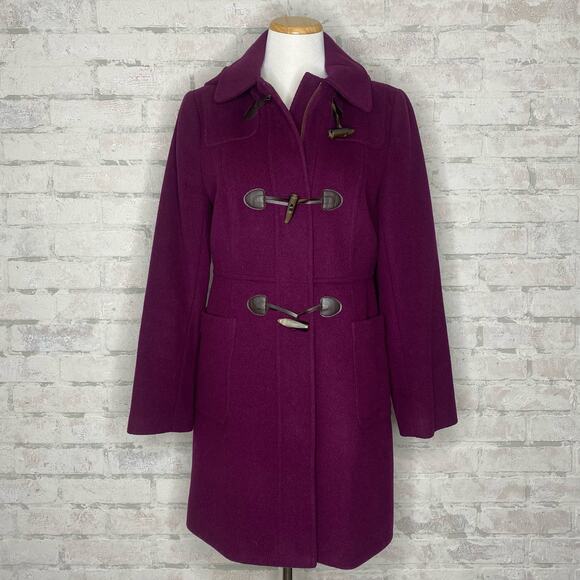 Talbots | Long Purple Wool Pea Coat - Picture 1 of 6